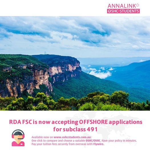 RDA FSC is now accepting OFFSHORE applications for subclass 491